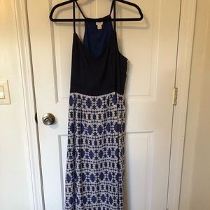 J. Crew black and blue patterned maxi dress
